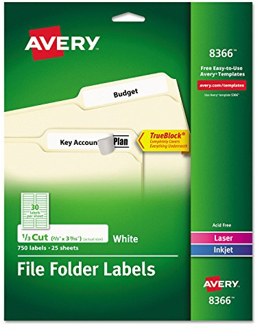 Janitorial Supplies - Permanent TrueBlock File Folder Labels with Sure Feed Technology
