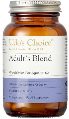 High Strength Probiotics for Adults – UDO’s Choice Adults Blend – 17 Billion CFU – 6 Gut-Specific Strains – Daily Microbiotics for Digestive Balance & Bowel Health – 30 Vegecaps – FOS & Gluten Free