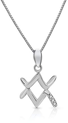 AMITSCHI® Sternzeichen-Kette aus 925 Sterling Silber - [verstellbare Sternzeichenkette für Damen] Perfekte Geschenkidee - Einzigartiges Sternzeichen Design - Wassermann 21. Januar - 19. Februar