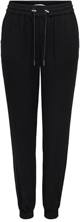 ONLY Pantalones de Tela de Negocios Elegantes para Mujer Ajuste Holgado Menos Ajustado Banda elástica en la Cintura ONLKELDA, Color:Negro, Talla:40W / 30L