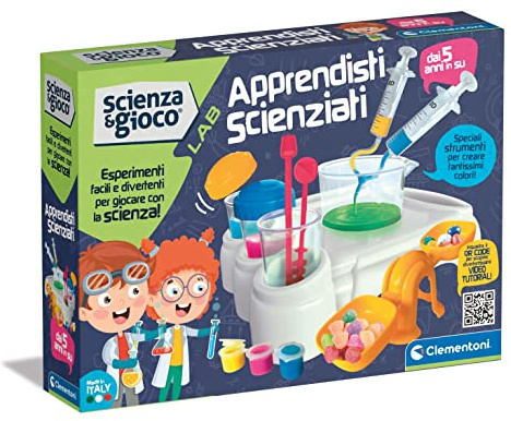 Clementoni Scienza e Gioco Lab - Apprendisti Scienziati - Kit Esperimenti di Scienza, Gioco Scientifico Bambini 5 Anni+, Laboratorio di Chimica, Versione in Italiano, Made in Italy, Multicolore, Medio