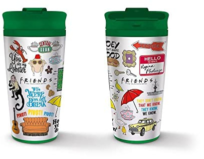 Pyramid International Friends Metal Travel Mug (Quotes and References Design) 16oz Insulated Mug - Official Merchandise