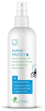Valetumed Human Protect Z, 100 ml, hochwirksamer Schutz vor Zecken und Grasmilben, auch für sensible Haut geeignet, äußerst ergiebig, angenehmer Duft, lange Wirkzeit