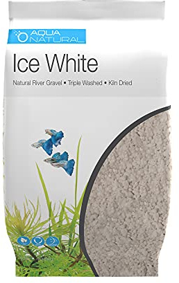 Aqua Natural Sustrato de Grava Blanco Hielo de 4,5 kg para paisajismo, acuarios, vivarios y terrarios, 4-6 mm, Color Blanco
