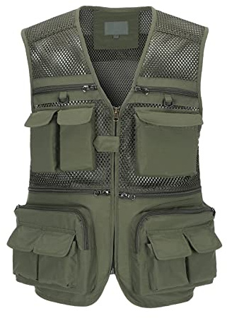 Btmpmcs - Gilet da uomo per pesca all'aperto, asciugatura rapida, casual, multi tasche, traspirante, per fotografia, abbigliamento esterno, in rete, fodera, per viaggi, escursioni, senza maniche