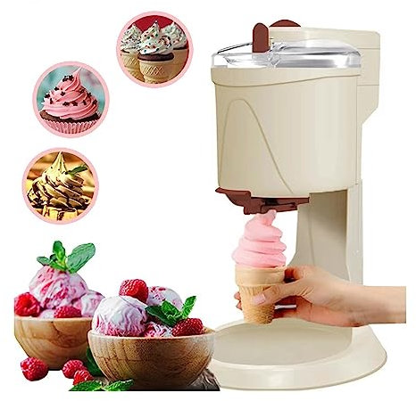 Máquina de helado suave semiautomática de 1000 ml para el hogar - Crea postres de frutas, yogur y helado de cono con esta práctica máquina de helados