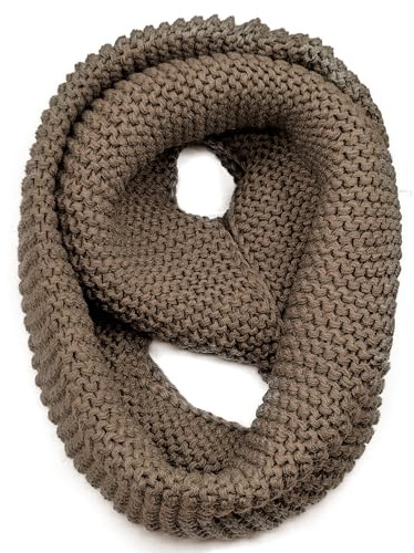 Warm Scarf for Winter Women & Men, Knit Wool Loop Infinity Scarves Thick & Chunky Neck Warmer For Cold Weather U-SY-W3 (Coffee)