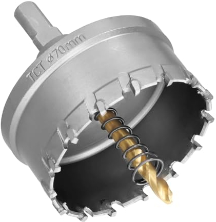 Ehuihuan Lochsäge Set, Bohrkrone Steckdose, Dosenbohrer, Lochbohrer Metall TCT, Hartmetallbohrer, Kronenbohrer Metall, Lochschneider mit Zentrierbohrer für Eisen, Kupfer, Edelstahl, Aluminium (70mm)