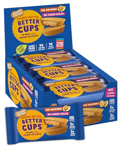 SUPERFOODIO Peanut Butter BETTER CUPS | 30g x 15 No Added Sugar packs | Choc free, PB Bliss | All-Natural Ingredients | Protein | No Refined Sugar | Vegan (30g x 15 Packs)
