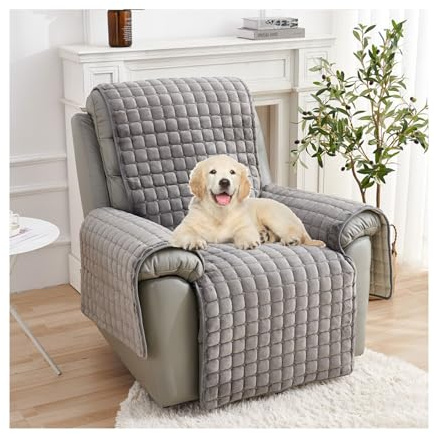 Sesselschoner Sesselauflage, Sesselschoner for Relaxsessel, Sesselschoner for Fernsehsessel mit armlehne Anti-Rutsch, Relaxsessel Bezüg Sesselüberzug for Zuhause mit Kindern und Haustieren Hund(Grey,1