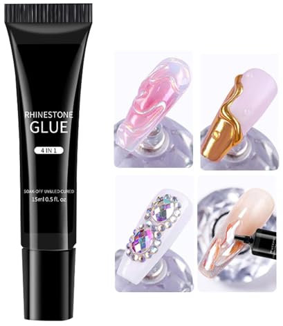 Generisch Nagelgelkleber, Festes Nagelklebergel, 15 ml Starker Nagelkleber | Weiches Gel, Nägel, UV-Licht-Gel-Kleber für gebrochene Nägel, Strasssteine, kleine Nageldekorationen, Perlen, Edels