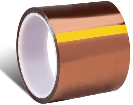 MOUMOUTEN 2 Rollos 80mm × 0.05mm Marrón Rojo Cinta de Poliamida de Alta Temperatura, Tela Aislante de Vinilo Térmico Sublimación Cinta de Prensa para PCB