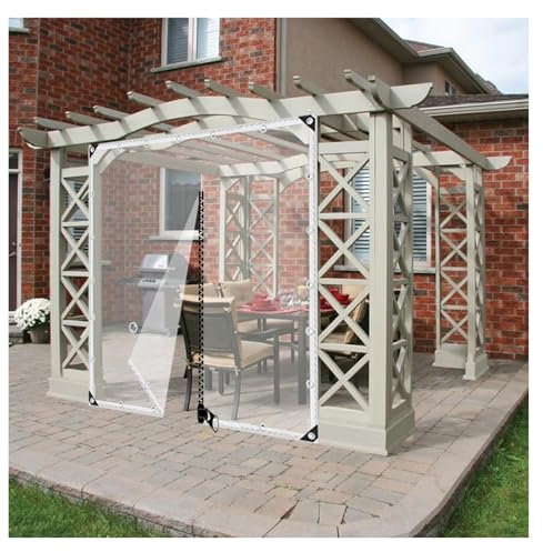 MYJIO Plane Wasserdicht Transparent 420g/㎡ Gewächshaus Gartenmöbel Plane Reißfest Wetterfeste Plane mit Reißverschlusstür für Auto, Camping(5x6.5m/16.4x21.32ft)