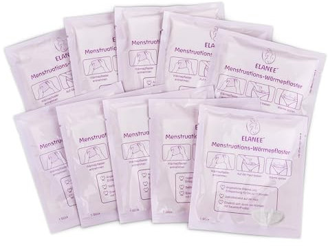 ELANEE Lot de 10 pansements chauffants menstruels - 12 heures de chaleur apaisante et de détente pendant les règles - Chauffent au contact de l'oxygène - Doux pour la peau (734-V1)