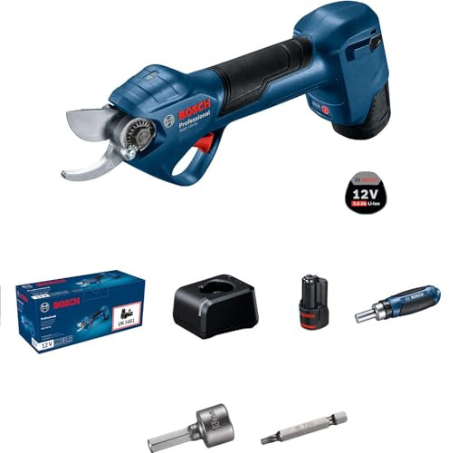 Bosch Professional 12V System GGP 12V-25 podadora (hasta 4500 cortes por carga, motor Brushless sin escobillas, cortes de 25 mm, con 2 baterías de 3,0 Ah)
