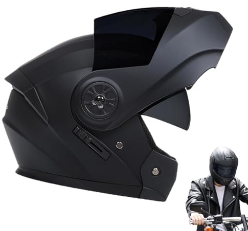 Men's Motorcycle Helmets, Full Face Bike Helmet, Double Visor Motorbike Helmet, Adjustable Sun Shield Gear, Shock Resistant Shell, Ideal for Outdoor Cycling, Racing, and Street Riding