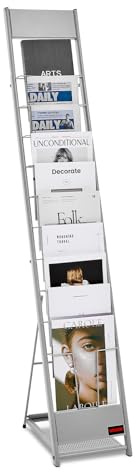 VEVOR Présentoir à brochures 10 niveaux, porte-brochures sur pied, porte-revue en métal robuste et durable pour journaux, présentoir à magazines pour exposition, bureau, hôtel, salon artisanal, argent