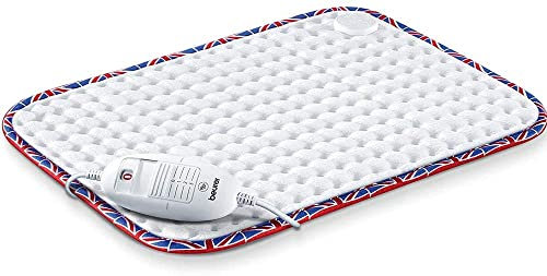 Beurer HK-UK Heat Pad | Electric heat pad for relaxation | 3 electronically regulated temperature settings | Machine-washable | Automatic switch-off | Union Jack trim