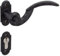 GedoTec Herraje puerta Juego de manillas Pomo Tirador en rosa Modelo DORELLA 303 Antiguo Hierro forjado sin Resorte retorno PZ Cilindro perfil negro galvanizado Calidad marca para su Salón & Exterior