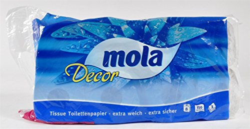 Toilettenpapier 162 Pack a 8 Rollen Mola Decor 3lagig 150 Blatt p. Rolle
