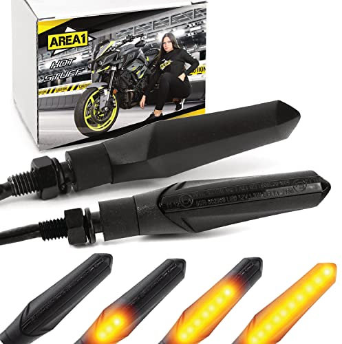 Area1 Motorrad LED Blinker e-geprüft Lauflicht-Effekt 2 Stück/M8 für z.B. 790 Duke 390 Duke 690 SMC/R MT07 MT09 MT125 Z900 Z650 Z500 Z125 CMX CB Hornet SV650 GSXS R12 S1000 F750GS R1250GS Tuono