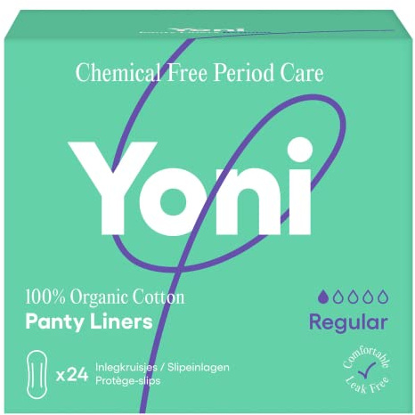 Yoni | Slipeinlagen Normal | 24x Slipeinlagen aus 100% Bio-Baumwolle | Hypoallergen und atmungsaktiv | Chemikalienfrei | Für leichten Blutung