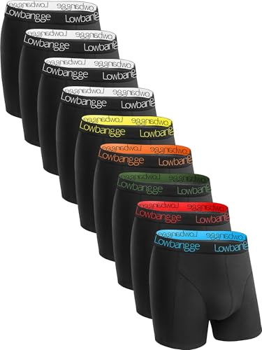 Lowbangge Premium Boxer Homme,Caleçon Homme Coton(Lot de 9),Coupe Confortable avec Technologie d'ajustement Parfait