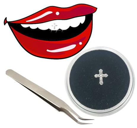 Tooth Gems Silver Zircon Cross 1 PCS - Professional Teeth Jewelry Tooth Gem Supplies