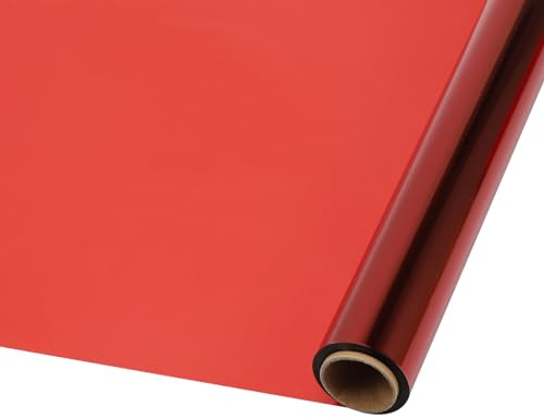ohfruit Rotolo di cellophane trasparente colorato, 50 cm x 200 m, per cesti regalo, confezioni regalo, progetti artigianali, confezioni regalo fai da te, carta rossa