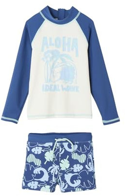 Vertbaudet Jungen Strand-Set: Badeshirt & Boxershorts mit UV-Schutz blau 140
