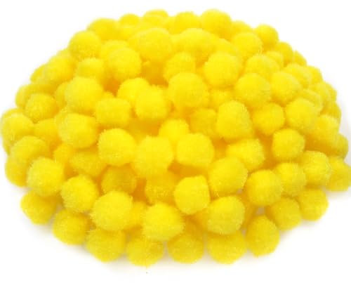 TOAOB 300 Stück Pompons 25 mm Gelb Pompom Flauschigen Plüsch set Bälle Kunst Bommel für Lustige DIY Kreative Handwerk