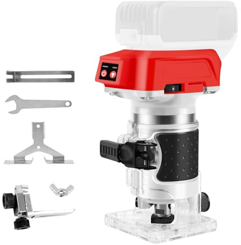 Cordless Palm Router for Milwaukee M18 Battery, Brushless Hand Held Edge Router Trimmer for Wood Working Slotting, Trimming, Carving 1/4 Collet (NO Battery)