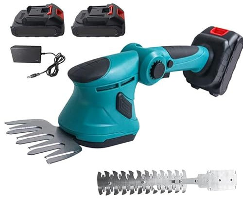 Cisaille à gazon sans fil, 21 V, avec batterie 2 x 7500 mAh, lame à gazon de 8 cm et lame d'arbuste de 22 cm, angle de travail réglable à 90°, pour la route, le jardinage, la terrasse (2 batteries