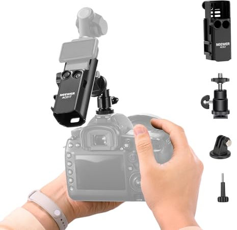 NEEWER Pocket 3 Adaptador Extensión Montaje Kit Compatible con dji Osmo Pocket 3 y Creator Combo, Marco Expansión, Configuración Cámara Dual con Zapata Fría para DSRL Digital Cámara Vlogging, GP-68