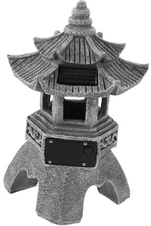 iplusmile Lámpara De Torre De Piedra Solar Estilo Japonés Decoración De Jardín Zen Estatua Asiática para Patios Parques y Jardines Tradicionales