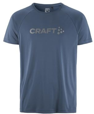 Craft Men's Core Essence Logo Tee Lake - Breathable T-Shirt M Made of Recycled Polyester - Functional Shirt Short Sleeve for Fitness, Hiking & Outdoor Training