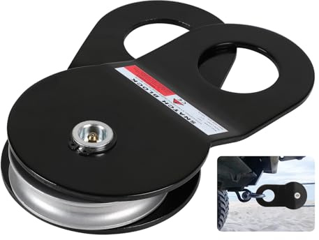 SWAWIS Noire Poulie de Renvoil pour Treuil en Acier, Diamètre de Rainure de Roue 15mm, Capacité de Charge 10t, pour Opérations de Sauvetage Hors Route et l'Exploitation Forestière