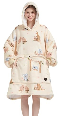 VERTAST Übergroße Hoodie-Decke, Sweatshirt für Herren und Damen, Sherpa-Fleece, tragbare Decke, Sweatshirt, warmes Geschenk für Gamer, Sofa-Liebhaber, Khaki - Wüste, Audlt