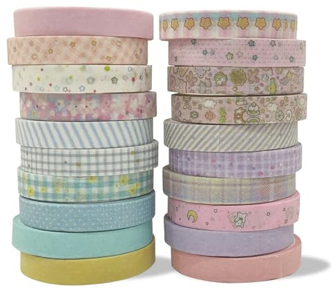 ARWIG 20 Rullar Washi Tape för Scrapbooking, Färgglad Dekorativ Tejp för Journaling och Presentinslagning (Söt Stil)