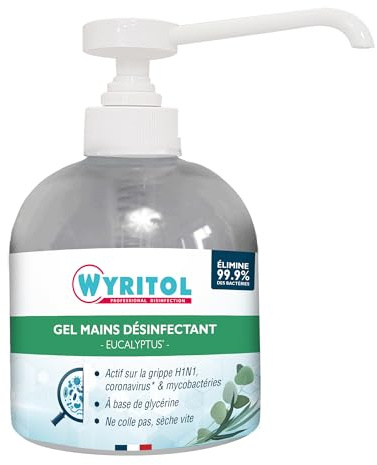 WYRITOL - Gel hydroalcoolique - Désinfectant mains - Antibactérien et virucide - Formule naturelle - 70,2% Ethanol - Parfum eucalyptus - 300 ML - Fabrication française