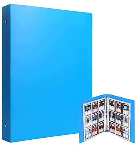 Lictin Trading Cards Album - 540 Side Loading Pocket Waterproof, Card Binder Album Folder Card Collection Binder 30 Pages,18 Pockets Each Page(Blue)