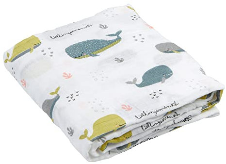 Mama Poppins | Wickeltuch mit süßem Schriftzug Lieblingsmensch aus 100% Musselin Bio-Baumwolle. 2-lagig, extra weich und flauschig, 120x120 cm. Pucktuch, Stilltuch, Spucktuch und Kinderwagendecke.