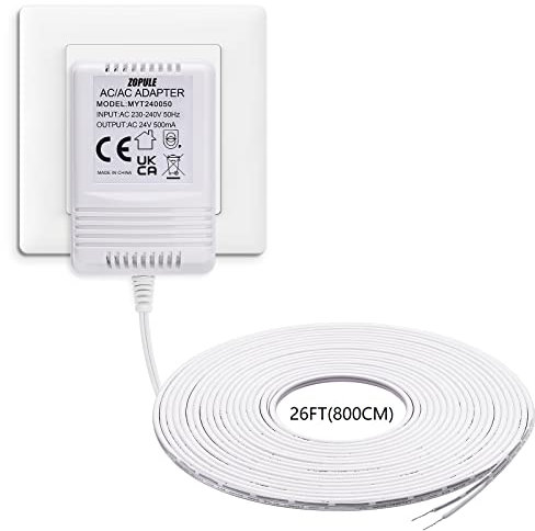 24Volt 500mA Doorbell Transformer Competible with All Versions of Ring Doorbell and Nest Hello Doorbell,C Wire Adapter for Nest,Ecobee, Sensi and Honeywell Thermostat,8M (315) Long Cable