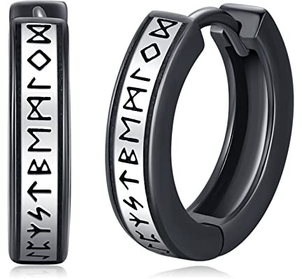 Eusense Ohrringe Creolen Wikinger aus 925 Sterling Silber, Nordischer Rune Herren Ohrringe Wikinger Schmuck Geschenke für Männer und Frauen