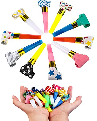 30 PCS Party Blowers for Kids Colourful & Fun Party Whistles Blowouts Celebrate with Kids Party Bag Fillers for Kids Unisx, Whistles Blowouts Noisemakers Loot Bag Filler Noise Toy for Birthdays.