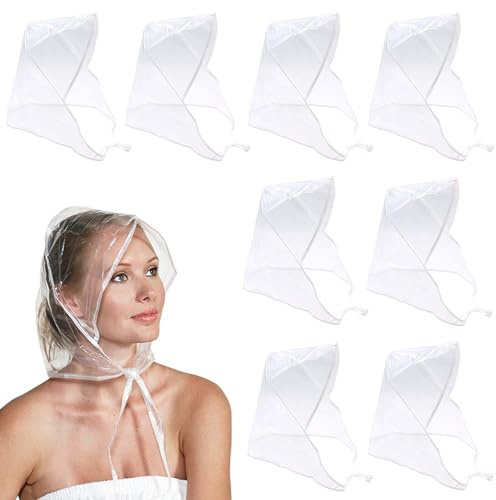 ZOCONE 8 Pcs Rain Bonnet with Visor Plastic Rain Hats for Women, Waterproof Rain Bonnets for Women Protect Hairstyle Clear Rain Cap for Head Rain Wear