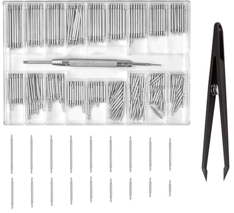 Ryaupy 144 Pezzi Barre a Molla per Cinturini per Orologi, 8-25mm Perni di Ricambio a Molla, Viene Fornito con Uno Strumento di Riparazione a Doppia estremità, Diametro 1.5mm, Argento