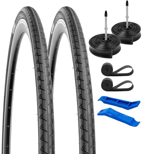 YunSCM 2Pcs Faltbar 28 Zoll Reifen 28x1.10 700x28C Mantel 28-622 und 2Pcs 700C Schlauch FV60mm Valve kompatibel City Bikes, Rennräder 700x28C 700x30C 30-622 Fahrradreifen und Schlauch