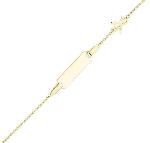 JC Schmuck 585 Gold Baby ID-Armband Kinder Goldarmband mit Engel 12-14 cm I Anker Armband mit Gravur Taufarmband Namensarmband I Babyarmband mit Namen I Kinderschmuck made in Germany I 8491