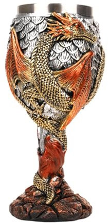 Cáliz de vino de dragones, copa de cáliz de dragón de acero inoxidable, recipiente para beber mercancías, copa de vino medieval con durabilidad duradera, copa de cáliz medieval creativa para beber
